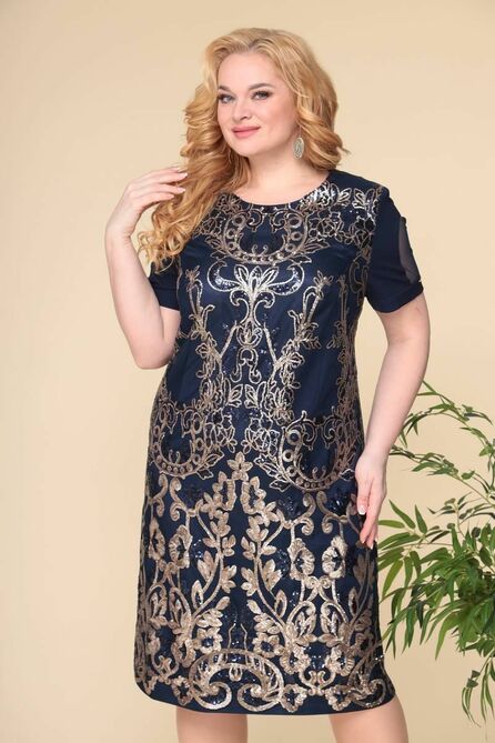 Вечернее платье Romanovich style 1-2345 синий/золото