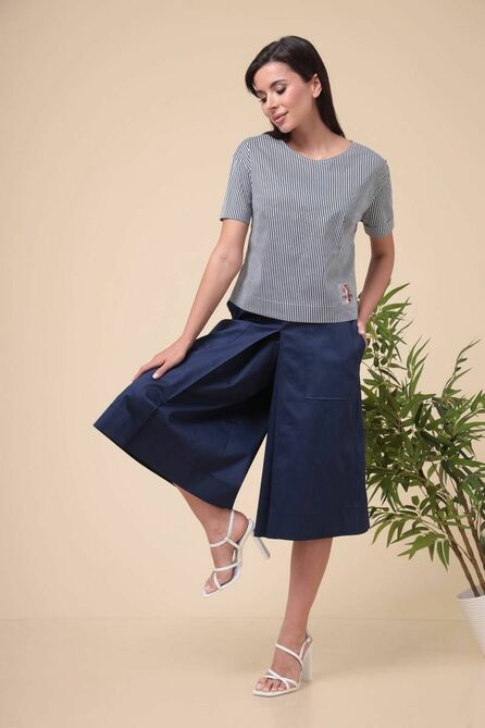 Брюки, Блуза Romanovich style 2-1971 полоска/синий