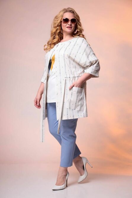 Брюки, Блуза, Жакет Romanovich style 3-2377 беж/голубой