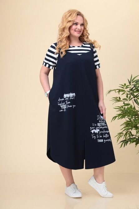 Повседневное платье Romanovich style 3-2355 синий+белый