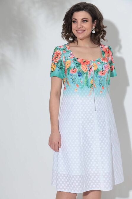 Повседневное платье Romanovich style 1-2356 бирюза/белый