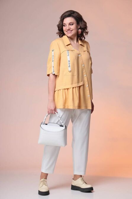 Брюки, Блуза Romanovich style 2-2368 песочный/белый