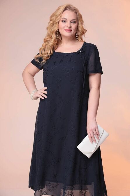 Повседневное платье Romanovich style 1-1332 синий/вышивка