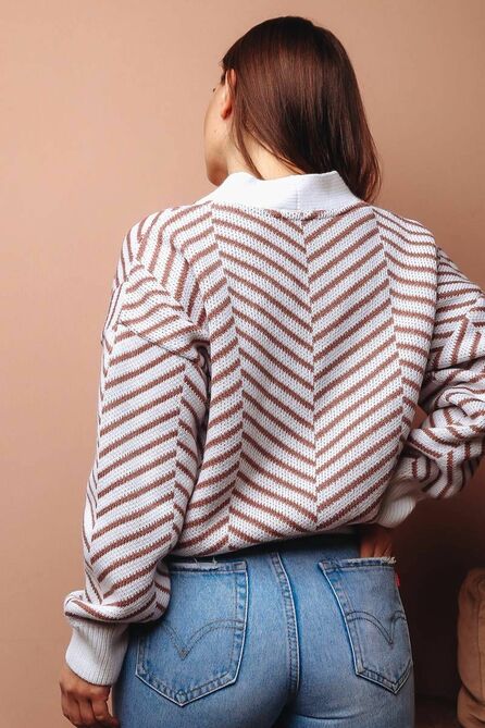 Кардиган Romgil 678ПТЗ белый,розово-коричневый