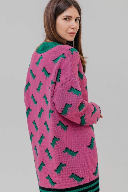 Кардиган Romgil 733ХАТЗ малиновый,изумрудный,черный