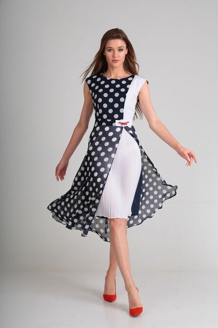 Повседневное платье SandyNa 13976 синий-горох