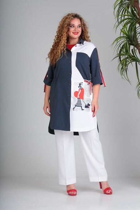 Кардиган, Брюки SandyNa 13591 сине-белый