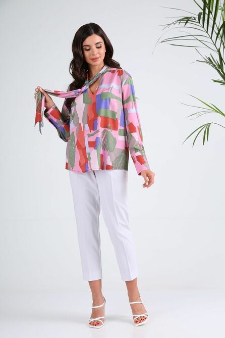 Блузка SandyNa 13929 розовая_акварель