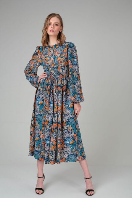 Повседневное платье SandyNa 130113 голубой_цветы