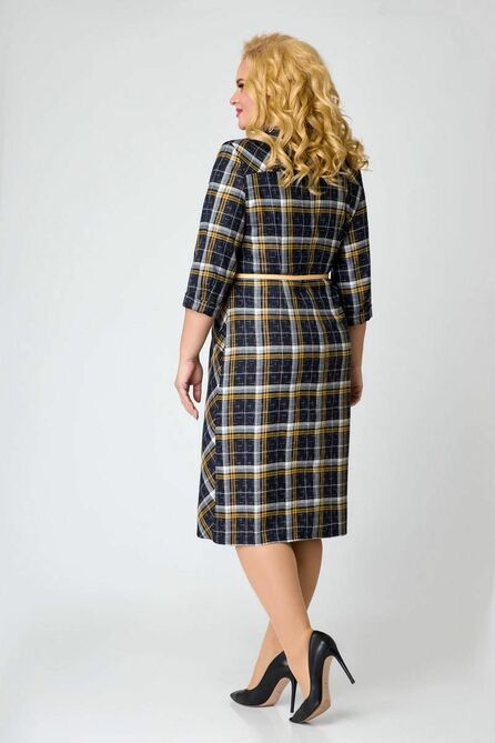 Офисное платье СлавияЭлит 504 желтая_клетка