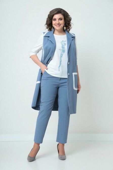 Брюки, Блуза, Жакет Solomeya Lux 910 голубой
