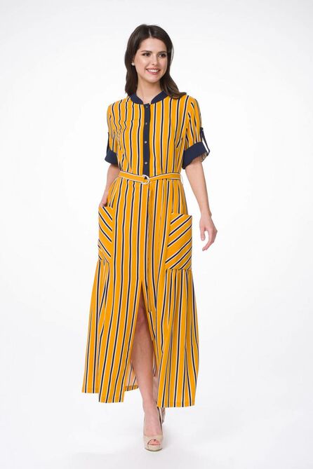 Повседневное платье Stilville 19С1621 горчица,синий