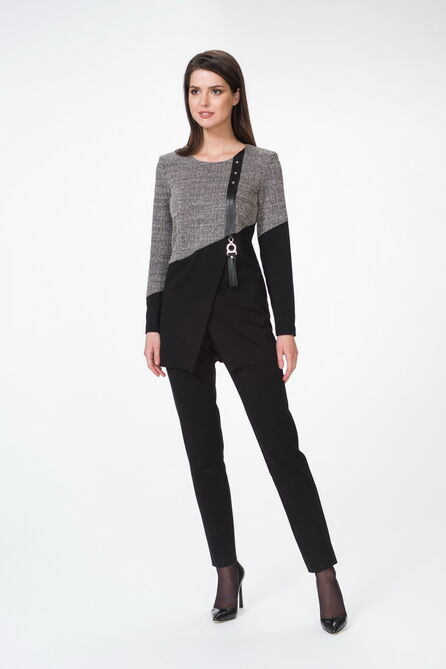 Костюм брючный Stilville 18C1591 черный/молоко