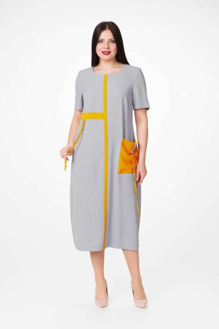 Повседневное платье Stilville 17С1377 серый,оранжевый