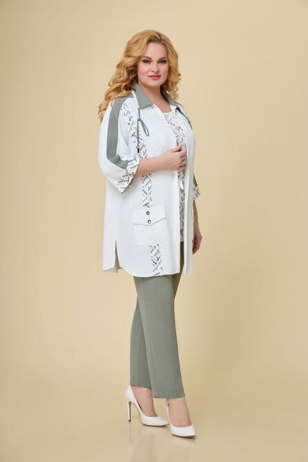 Кардиган, Брюки, Топ Svetlana Style 1629 молочный+мох