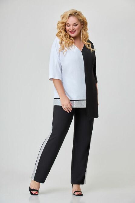 Костюм брючный Svetlana Style 1639 белый_черный