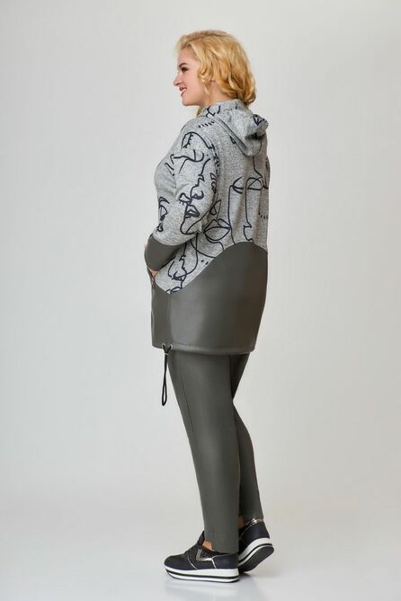 Кардиган, Брюки Svetlana Style 1807 серый+оливка