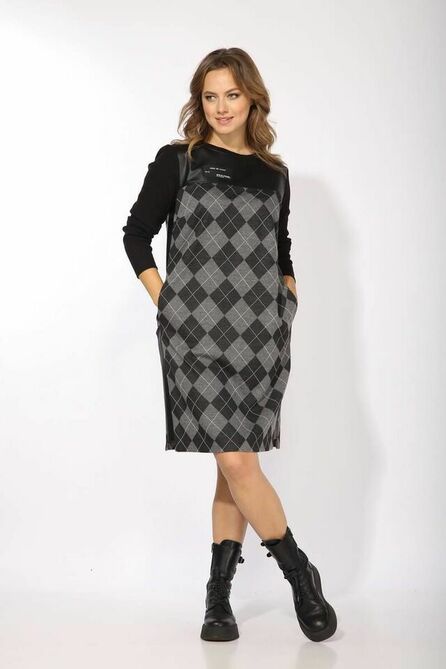 Повседневное платье ТАиЕР 1022 клетка/серый