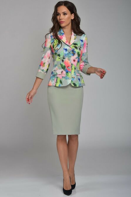 Юбочный костюм Teffi style L-1283 фисташка