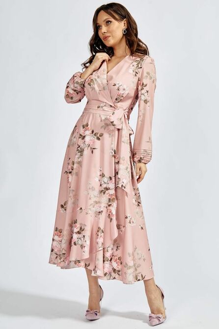 Повседневное платье Teffi style L-1417 серебристо-розовый Повседневное платье Teffi style L-1417 серебристо-розовый