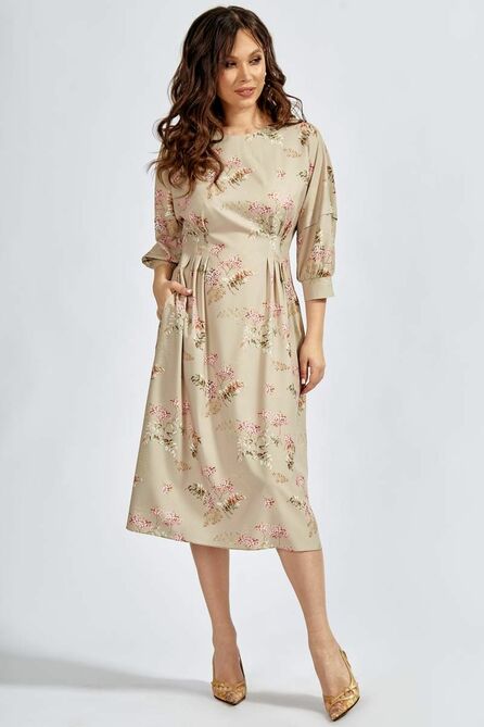 Повседневное платье Teffi style L-1635 бежевый Повседневное платье Teffi style L-1635 бежевый