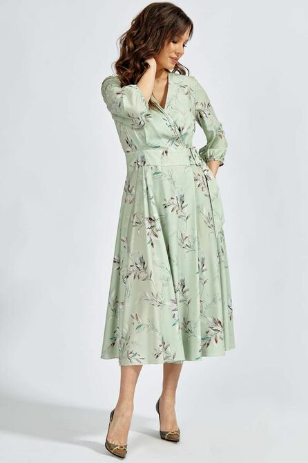 Повседневное платье Teffi style L-1637 серебристый_папоротник