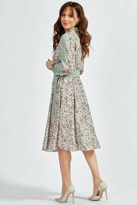 Повседневное платье Teffi style L-1638 цветы_на_дымчатом Повседневное платье Teffi style L-1638 цветы_на_дымчатом