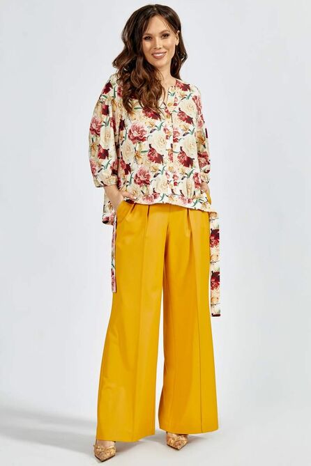 Блузка Teffi style L-1642 розы_на_молочном Блузка Teffi style L-1642 розы_на_молочном