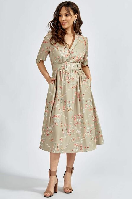 Повседневное платье Teffi style L-1645 тюльпаны_на_песочном