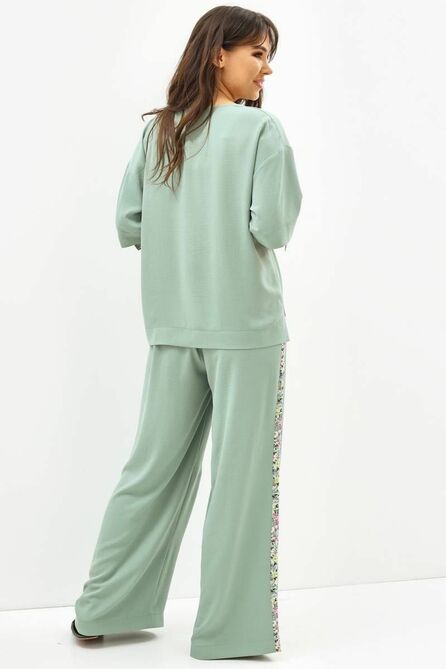Брюки, Блуза Teffi style L-1533 морозно-зеленый