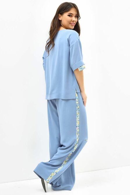 Брюки, Блуза Teffi style L-1533 голубой