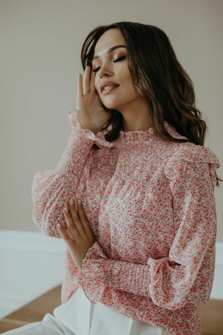 Брюки, Блуза Temper 402 розовый-белый