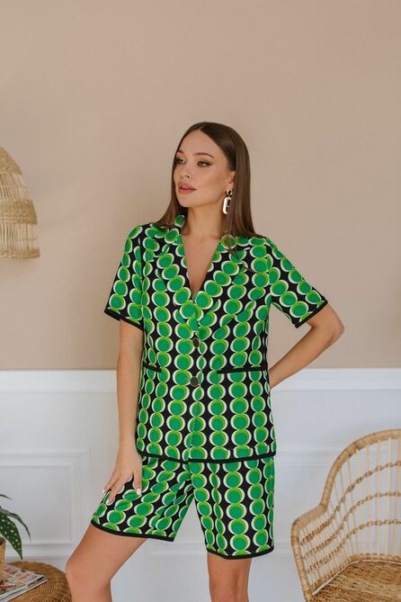 Костюм с блузкой Temper 477 зеленый