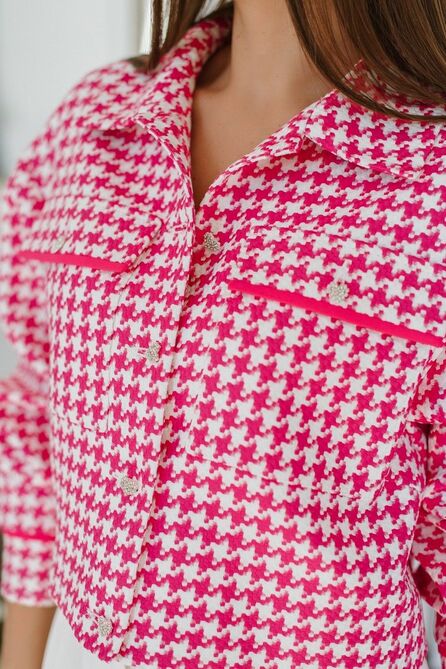 Костюм брючный Temper 474 фуксия-белый