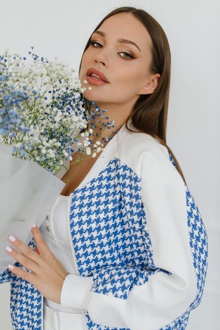 Костюм брючный Temper 475 синий-белый