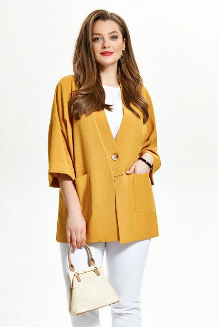 Брюки, Блуза, Жакет TEZA 886 горчица-белый