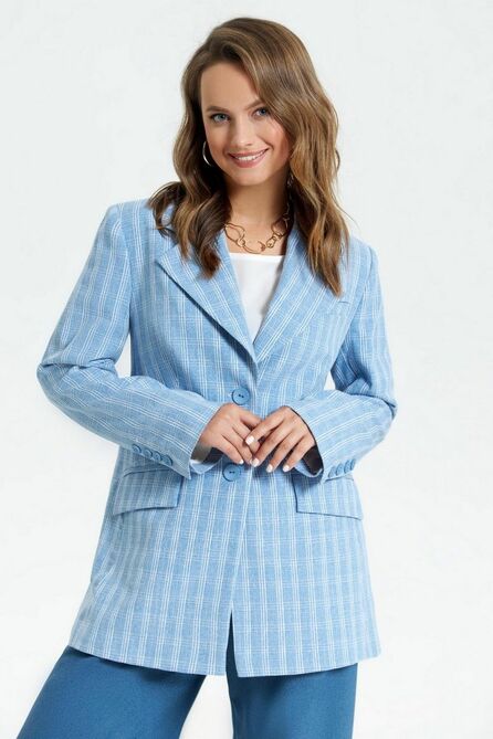 Костюм брючный TEZA 2954 клетка-синий