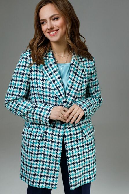 Костюм брючный TEZA 3024 клетка-синий