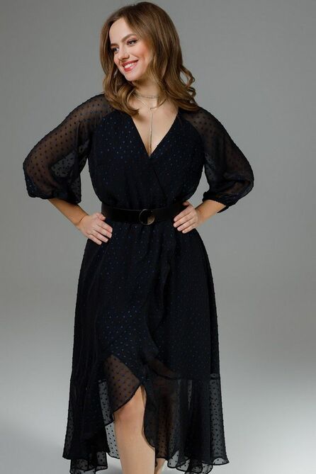 Повседневное платье TEZA 3025 синий-черный