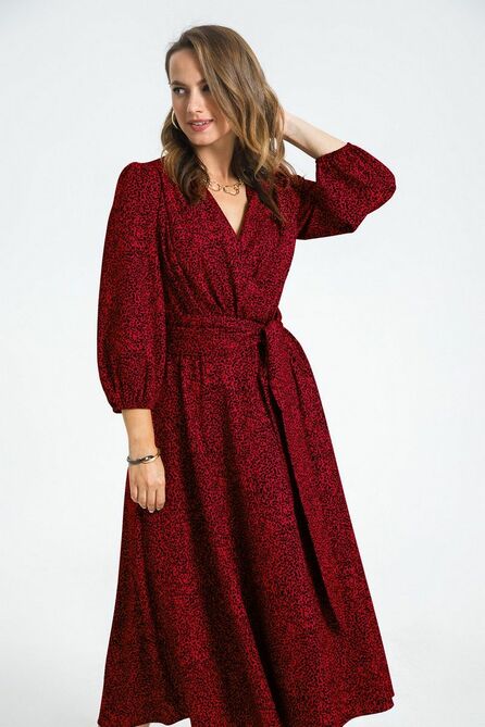 Повседневное платье TEZA 2684 красный_черный