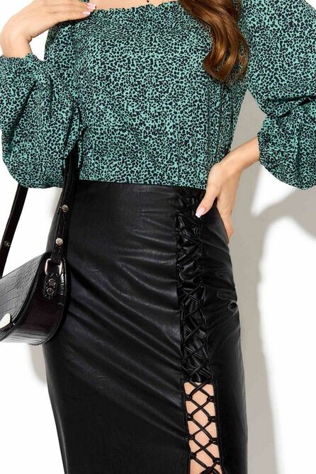 Костюм с блузкой TEZA 3780 зеленый-черный