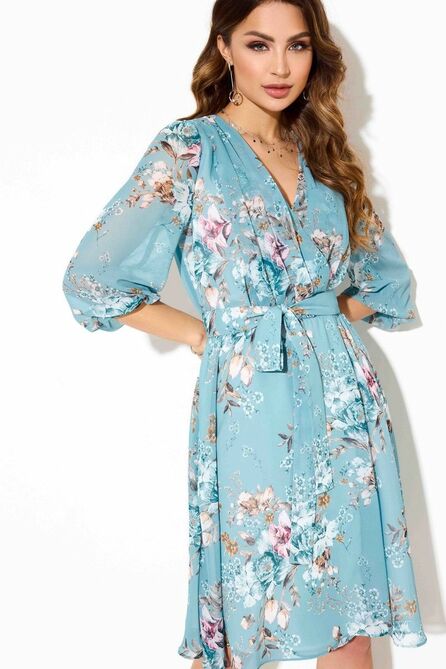 Повседневное платье TEZA 3796 голубой