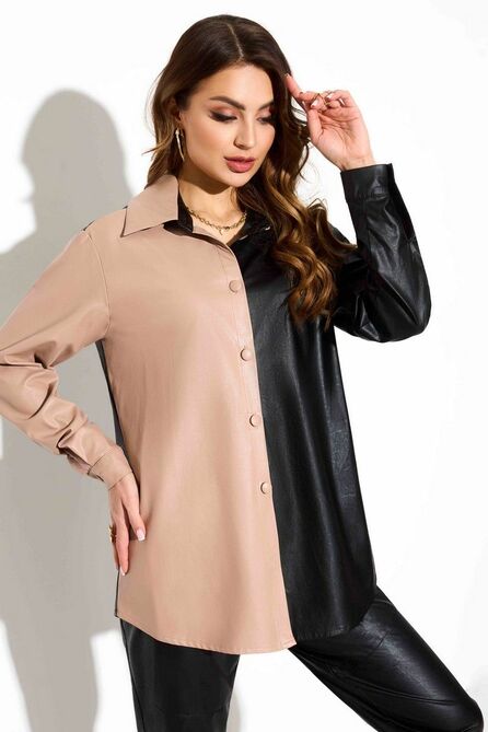 Рубашка TEZA 3905 бежевый-черный