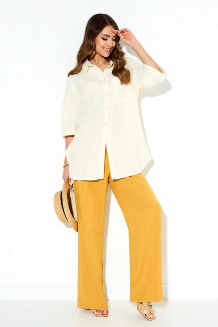 Костюм с блузкой TEZA 3948 молоко+горчица