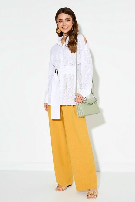 Костюм с блузкой TEZA 3950 белый+горчица