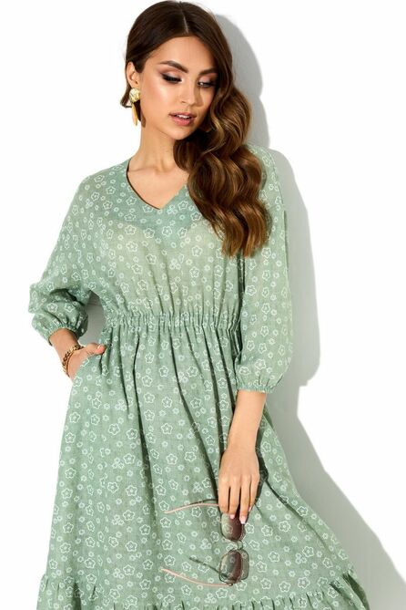 Повседневное платье TEZA 3951 зеленый