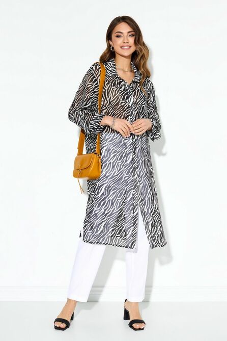 Брюки, Блуза TEZA 3953 ч-бел+белый