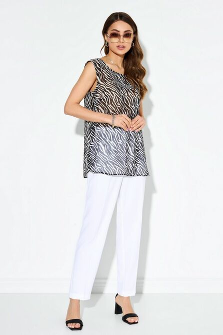Брюки, Блуза TEZA 3957 белый+черно-бел