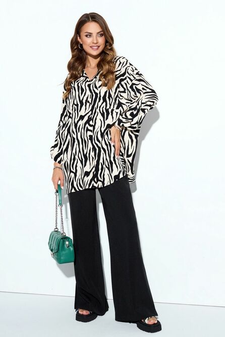 Костюм с блузкой TEZA 4153 черно_беж_черный