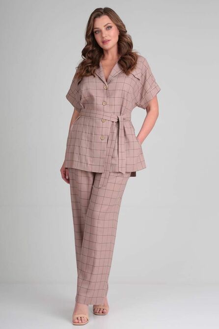 Брюки, Блуза TVIN 4029 клетка/беж